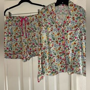 Pink Lily Floral Pajama Set - Multicolor
